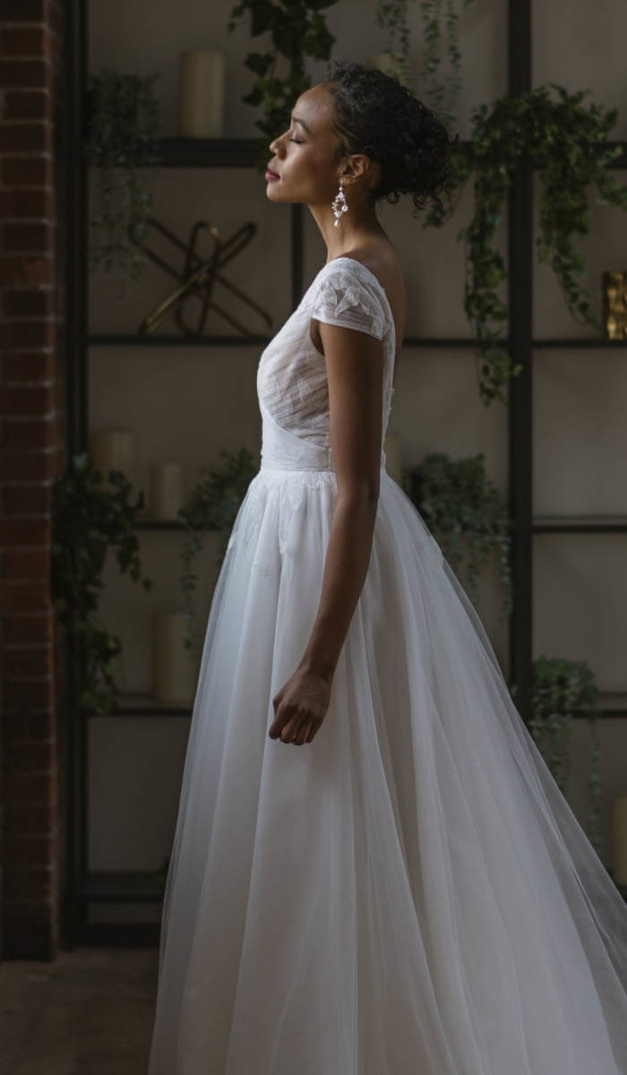 Model wearing a bridal dress