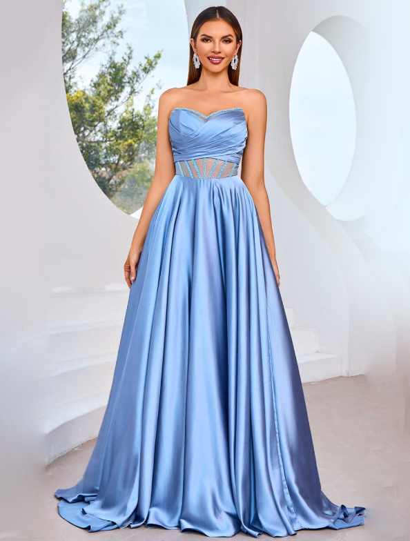 Model wearing a prom dress